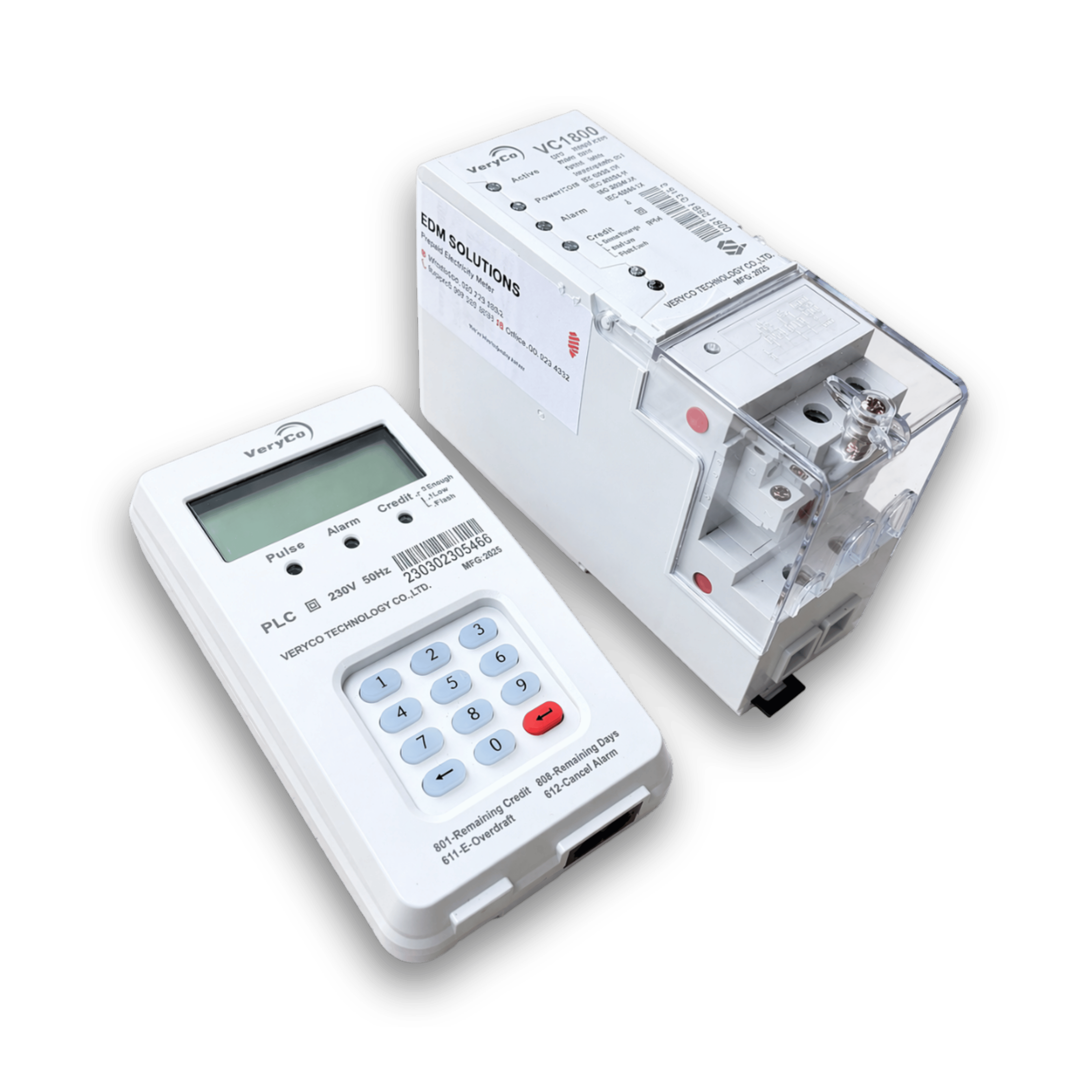 VeryCo VC1800 Single Phase DIN Rail Split Prepaid Electricity Meter