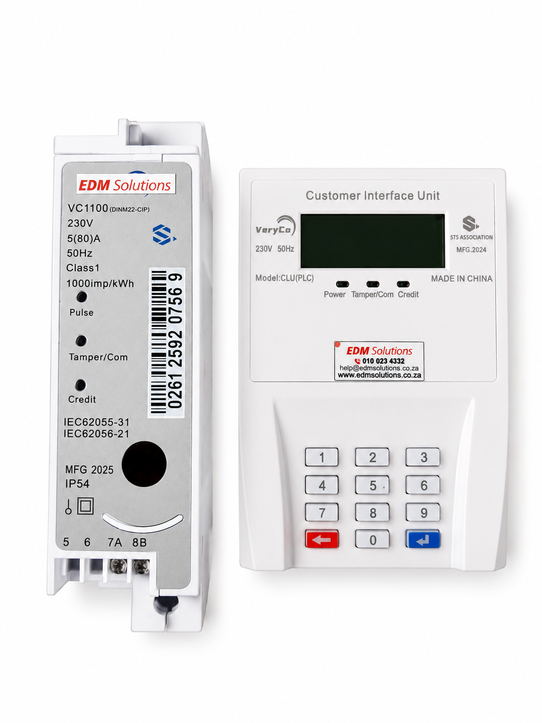 VC1100 Split Prepaid Electricity Meter with PLC CIU – 80A