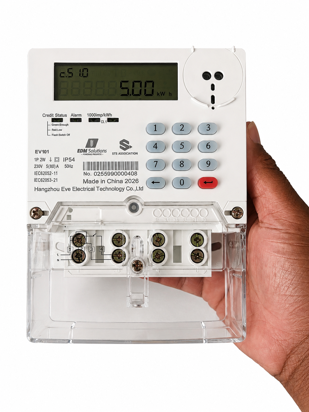 EV101 Single-Phase STS Prepaid Electricity Meter – 80 A