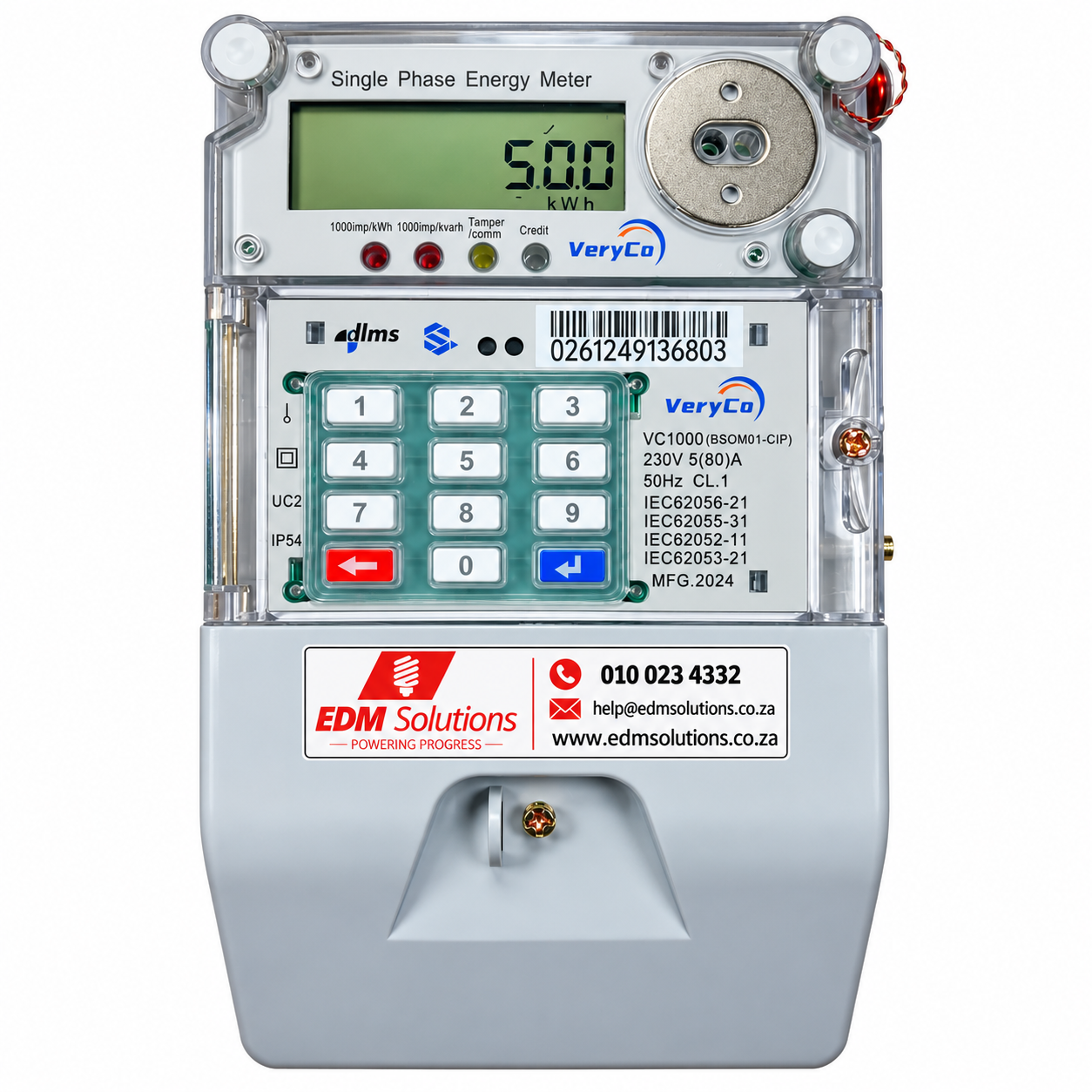 VeryCo VC1000 (BSOM01-CIP) Standalone Smart Prepaid & Postpaid Electricity Meter – 80 A