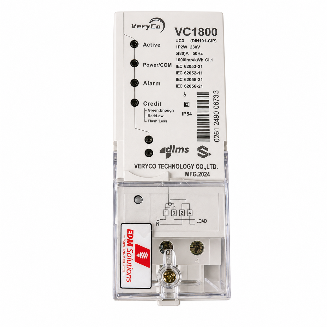 VeryCo VC1800 Single Phase DIN Rail Split Prepaid Electricity Meter