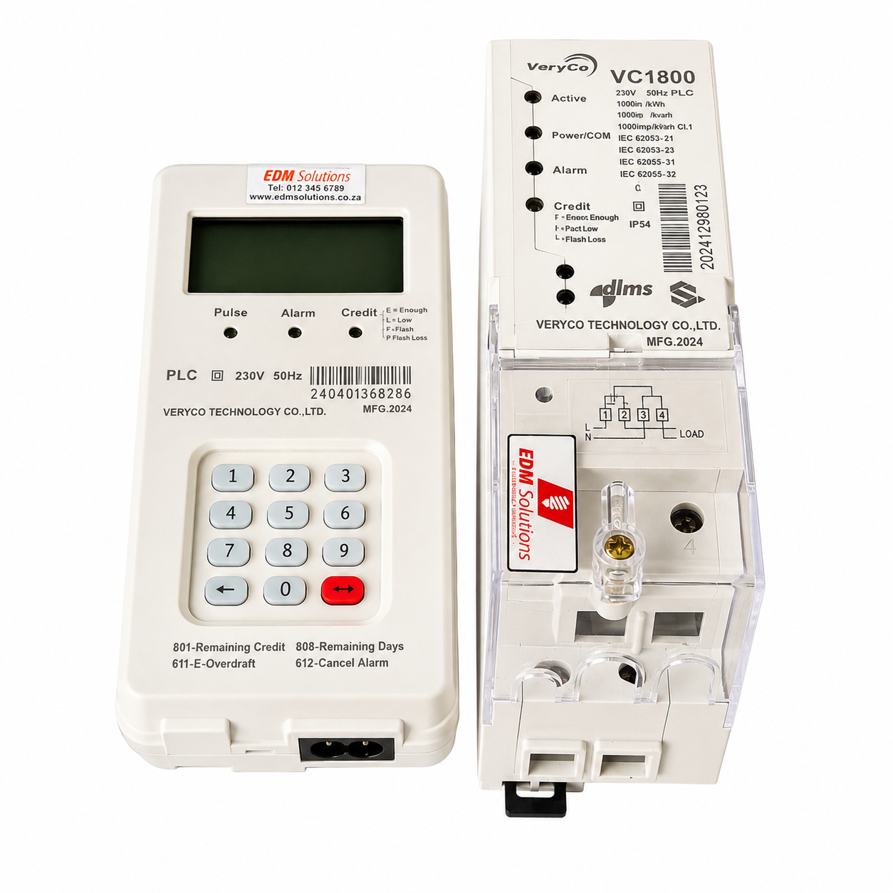 VeryCo VC1800 Single Phase DIN Rail Split Prepaid Electricity Meter