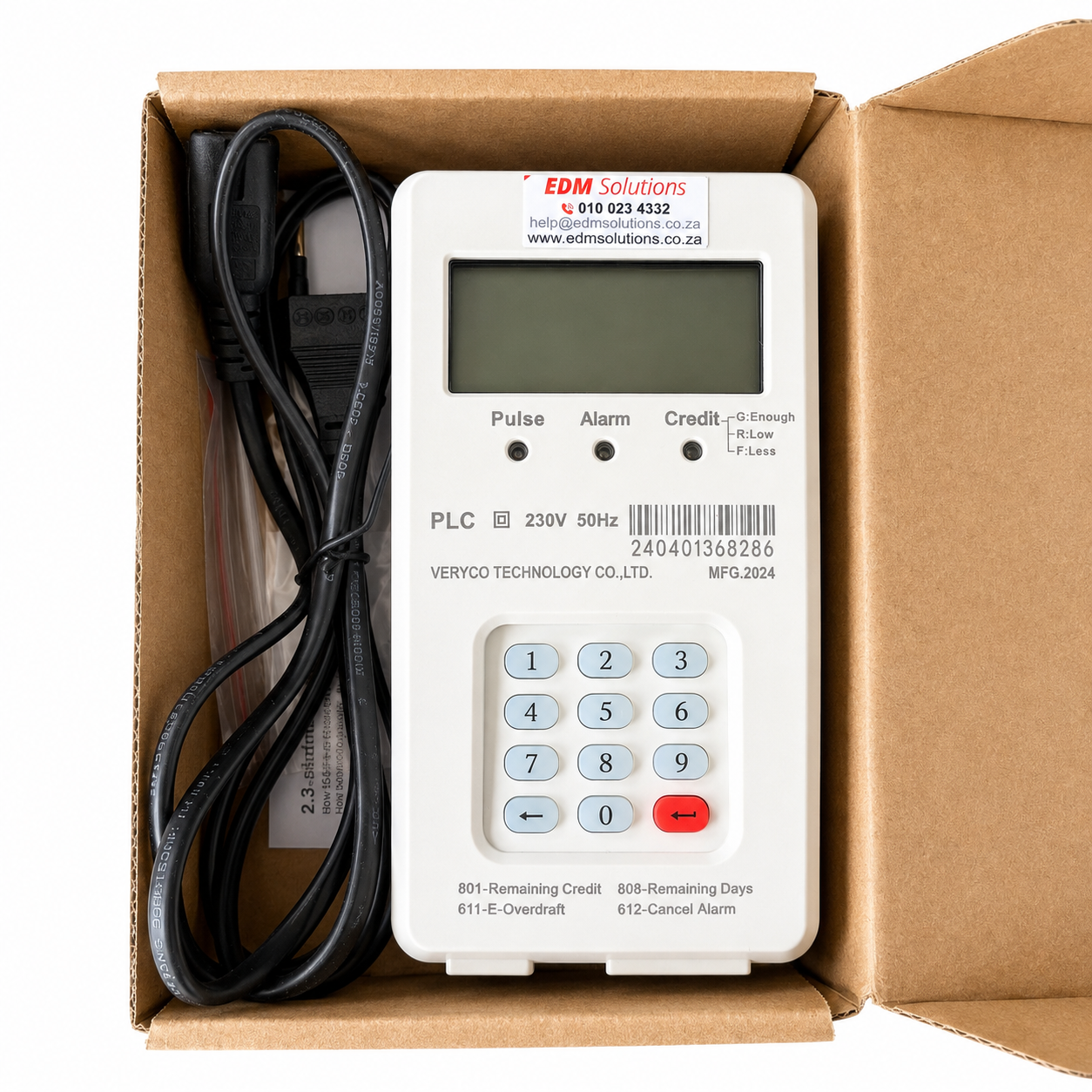 VeryCo VC1800 Single Phase DIN Rail Split Prepaid Electricity Meter