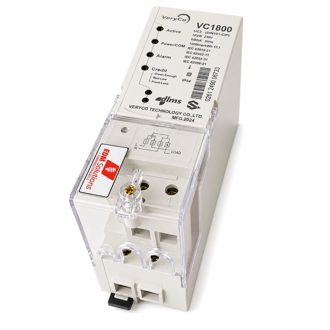 VeryCo VC1800 Single Phase DIN Rail Split Prepaid Electricity Meter