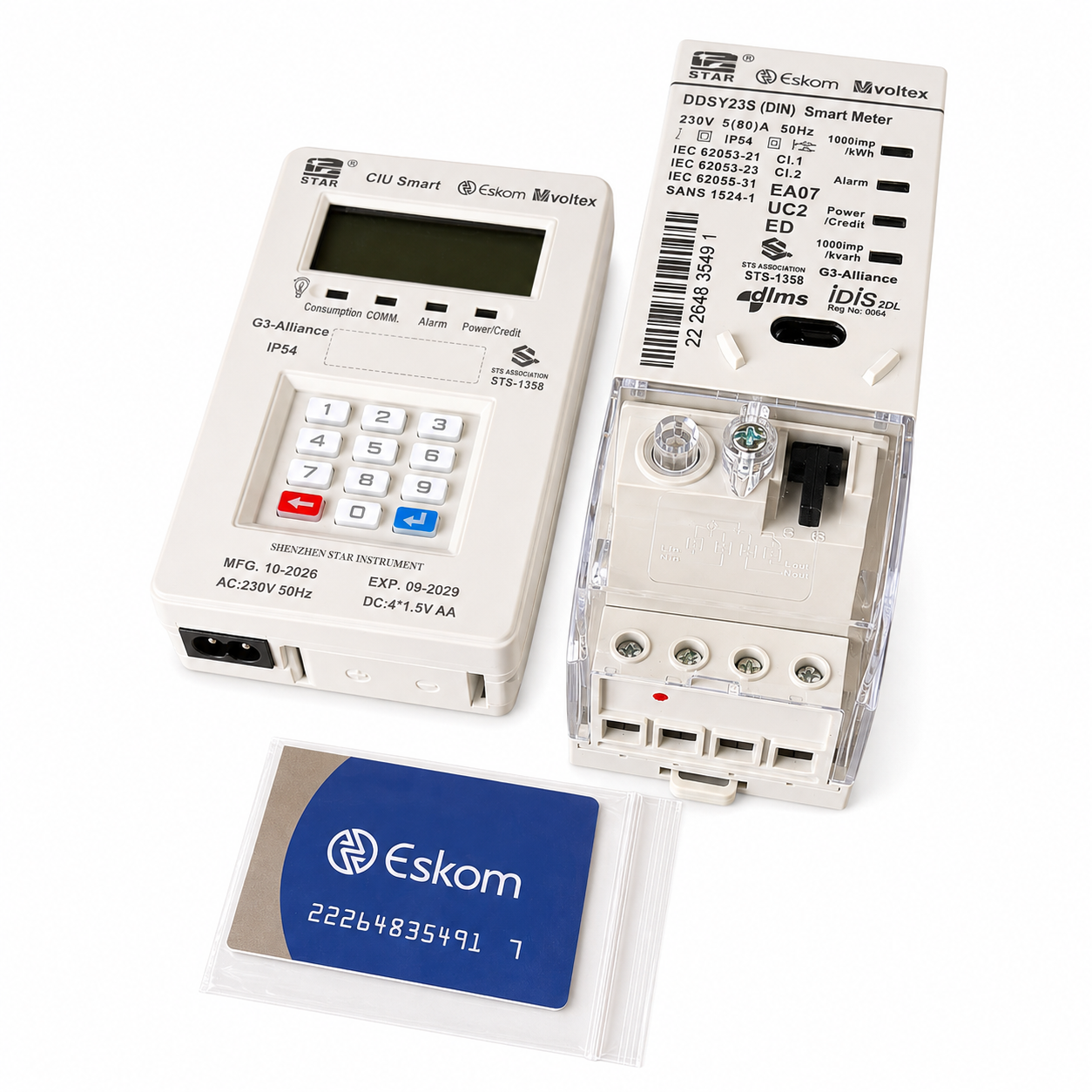 Star DDSY23S 80A Smart Prepaid Electricity Meter with CIU – Eskom Project Compatible