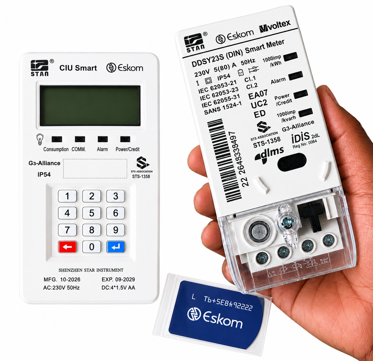 Star DDSY23S 80A Smart Prepaid Electricity Meter with CIU – Eskom Project Compatible