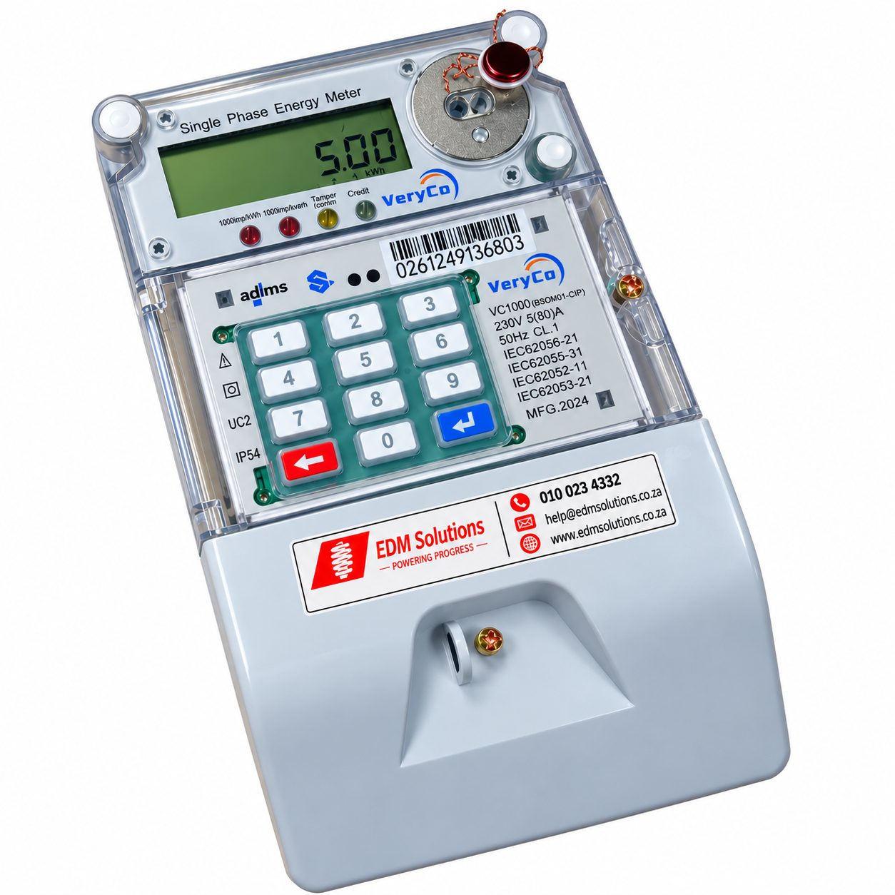 VeryCo VC1000 (BSOM01-CIP) Standalone Smart Prepaid & Postpaid Electricity Meter – 80 A