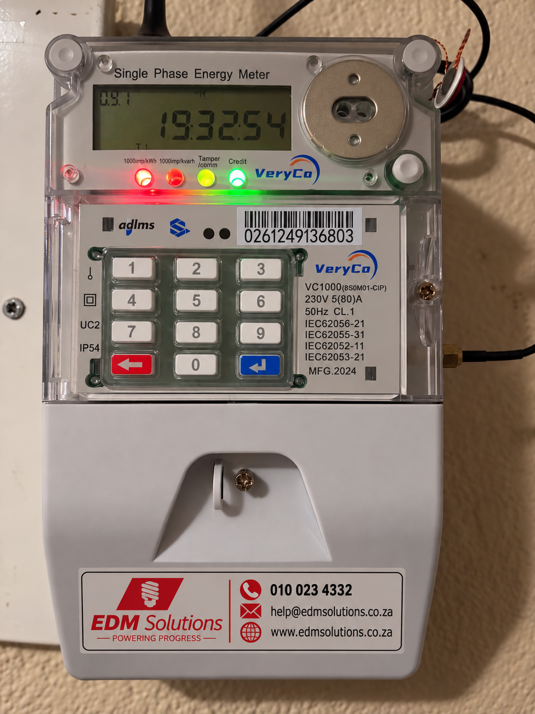 VeryCo VC1000 (BSOM01-CIP) Standalone Smart Prepaid & Postpaid Electricity Meter – 80 A