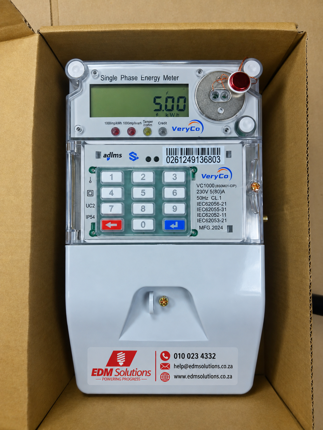 VeryCo VC1000 (BSOM01-CIP) Standalone Smart Prepaid & Postpaid Electricity Meter – 80 A