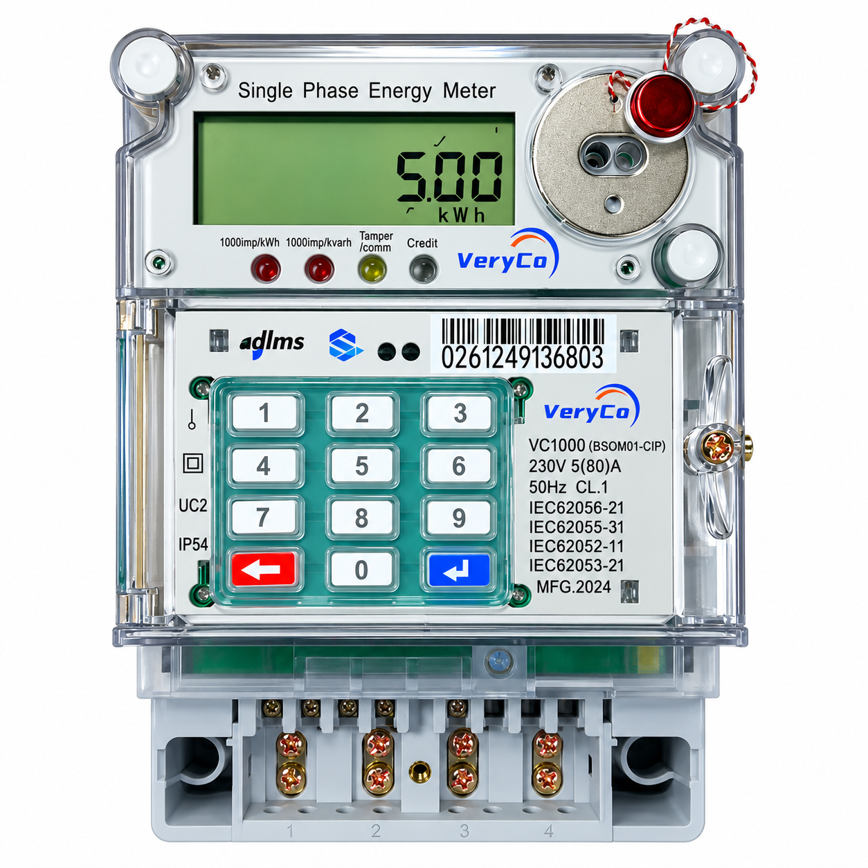 VeryCo VC1000 (BSOM01-CIP) Standalone Smart Prepaid & Postpaid Electricity Meter – 80 A